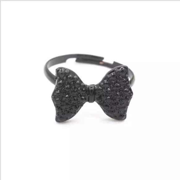 NEW!💙👖🖤🎀CUTE BLACK BOW!🎀🖤👖💙ADJUSTABLE RING - Picture 7 of 8
